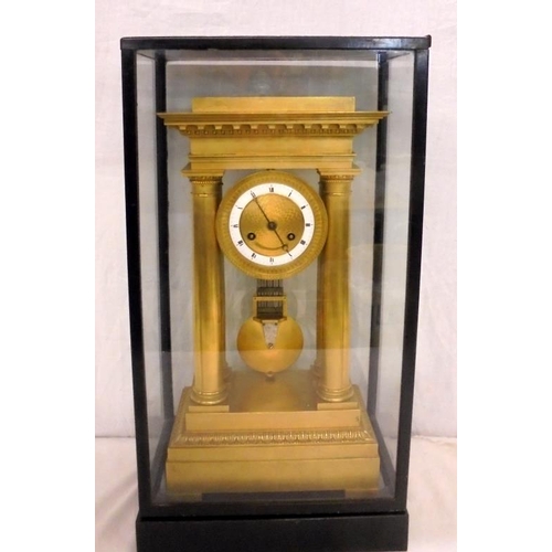 152 - Fine Mid C19th French Gilt Pillar Clock with 8 day 2-train movement striking on half hour, engine tu... 