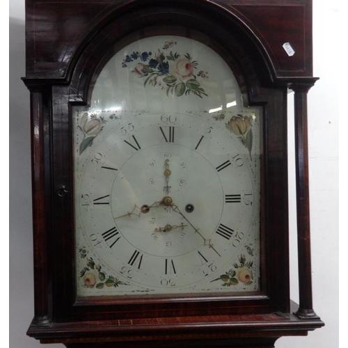 156 - C18th 8-Day Mahogany Cased Longcase Clock with domed painted dial, striking on gong, secondary secon... 