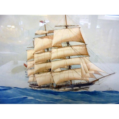 197 - Pair F/g Watercolours Tall Ships on open sea by RP Nash, both unmounted, approx. 20 1/2