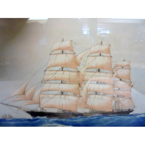 197 - Pair F/g Watercolours Tall Ships on open sea by RP Nash, both unmounted, approx. 20 1/2