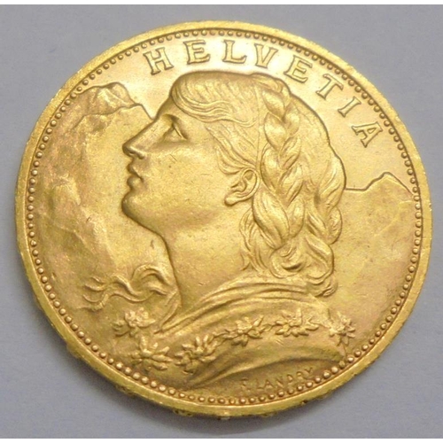 200 - Swiss 20 Franc Gold Coin 1930