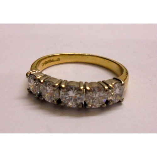 209 - Yellow 18ct Gold 5 Stone Diamond Ring Size R