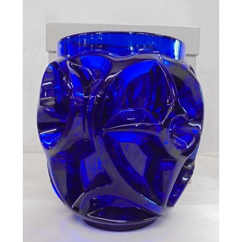 238 - Lalique Tourbillons Dark Blue Vase in original box