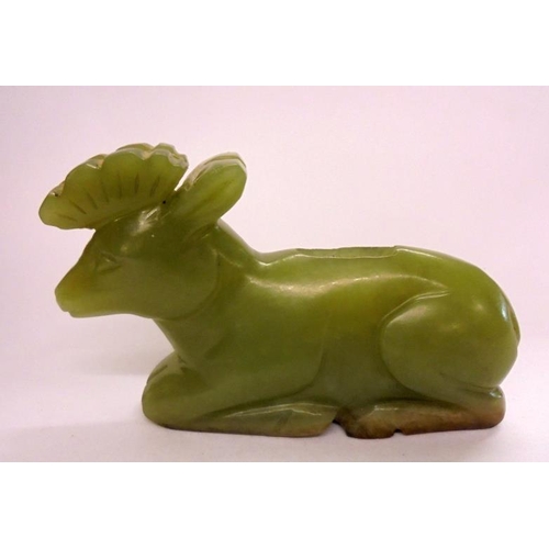 242 - Chinese Yellow & Russet Carved Jade Deer, approx. 2 3/4