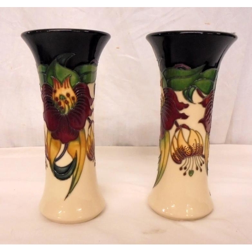 255 - Pair Moorcroft Anna Lily Vases with flared rims, no. to base 98, each approx. 8