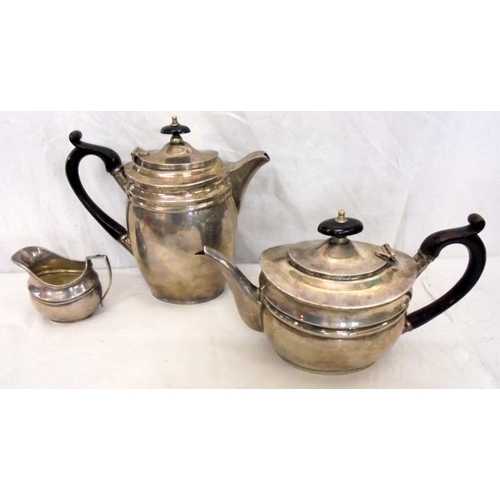 259 - Late C18th Georgian Shaped Silver Teapot, Hot Water Jug & Milk Jug, London 1924, marked to base Char... 