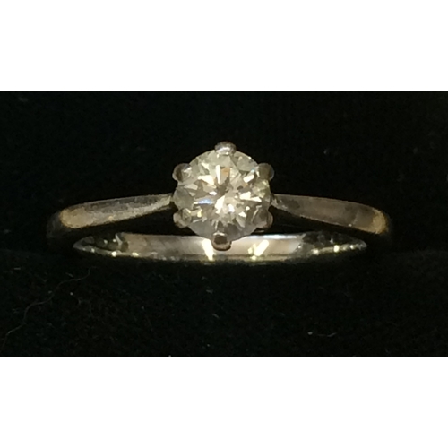 219 - Ladies 18ct White Gold Solitaire Diamond Ring, approx. 0.3ct, size K