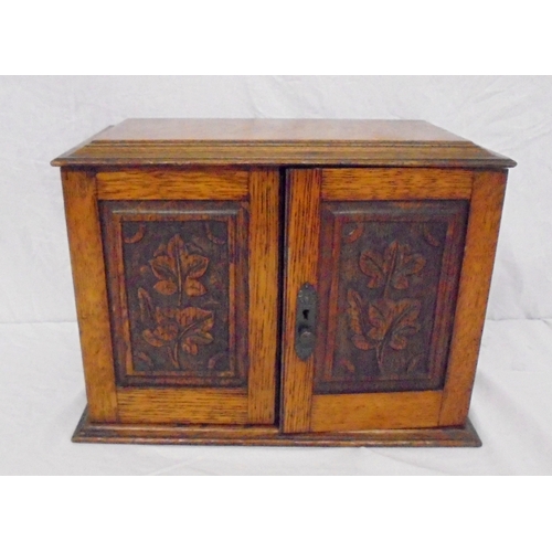 257 - Late C19th/Early C20th Oak 2 Door Smokers Cabinet with hinged cover, 2 compartments, lower section w... 