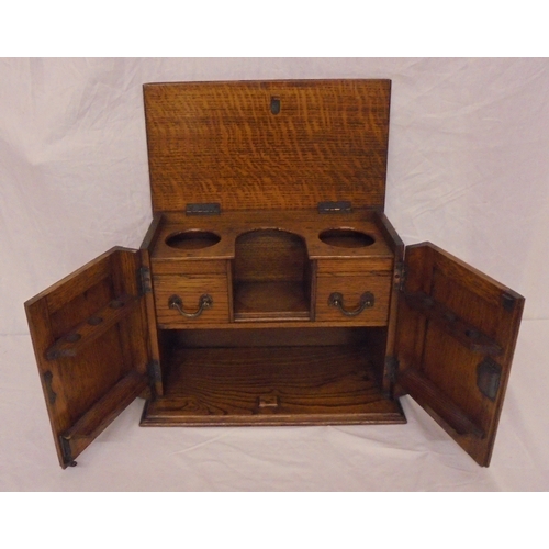 257 - Late C19th/Early C20th Oak 2 Door Smokers Cabinet with hinged cover, 2 compartments, lower section w... 