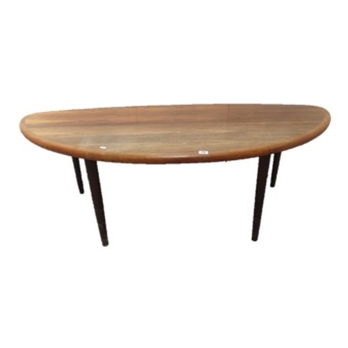 15 - Scandinavian Rosewood and Teak Banded Demi-lune Coffee Table on circular section supports with Danis... 