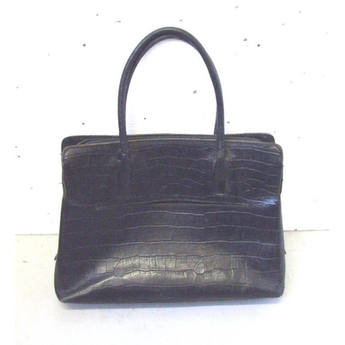 601 - DKNY Black Patent Faux? Leather Shoulder Bag with white trim marked DKNY, Guess Faux Leather Black H... 