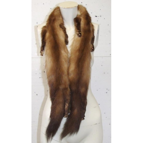 611 - Squirrel? Fur Coat, Cream Faux Fur Collar & Double Fox Fur Full Pelt Stole (3)