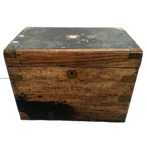 12 - Small Camphor Trunk with brass handles & strapwork, approx. 24