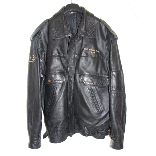 610 - U2 Joshua Tree Tour Black Leather Jacket 1987/8, fully lined with interchangeable fur collar & detac... 