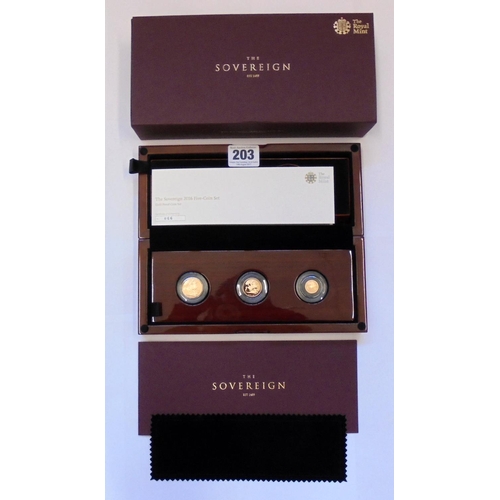 203 - Coins: Limited Edition Harrington Byrne 5 Coin Sovereign Collection 2016: uncirculated mint 5 sovere... 