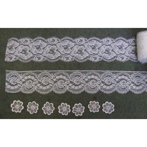 515 - Rolls of Unused Vintage Bridal Lace, applique flowers, trimmings, cottons etc. (2 Boxes)