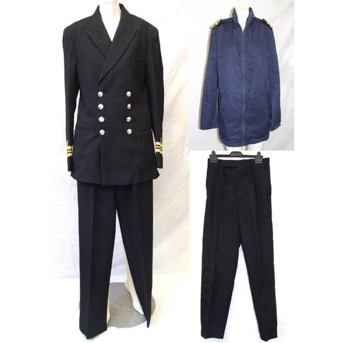 507 - British Navy Lieutenant Commander No. 1 Dress Uniform, labelled Bernard Uniforms Ltd., black wool ja... 