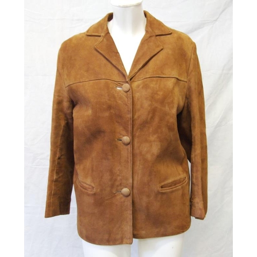 521 - Ladies Vintage Jackets: caramel suede, light tan with belt labelled Creation Berolina, P Bugiel Berl... 