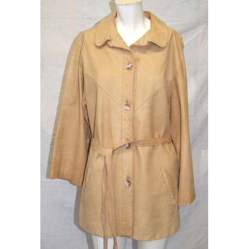 521 - Ladies Vintage Jackets: caramel suede, light tan with belt labelled Creation Berolina, P Bugiel Berl... 