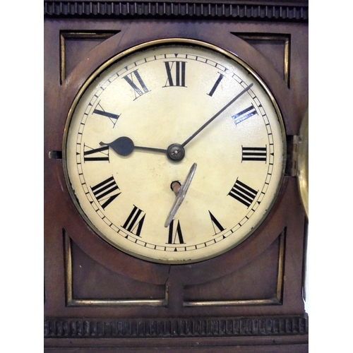 150 - Regency Single Fusee Mahogany Bracket Clock with painted dial, Roman numerals, blued hands, on flatt... 