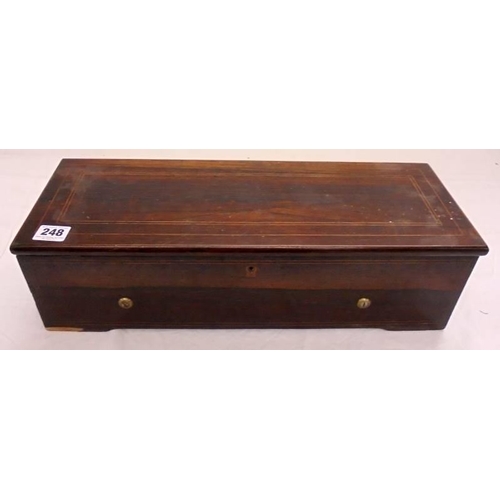 248 - Late C19th Music Box made by BB&Cie No. 21440, single tune, in rosewood case with boxwood stringing,... 