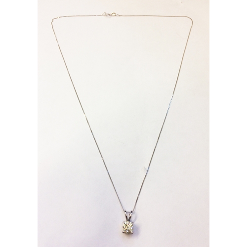 219 - 0.88 carat Diamond Solitaire Pendant set 18ct. White Gold on chain/necklace