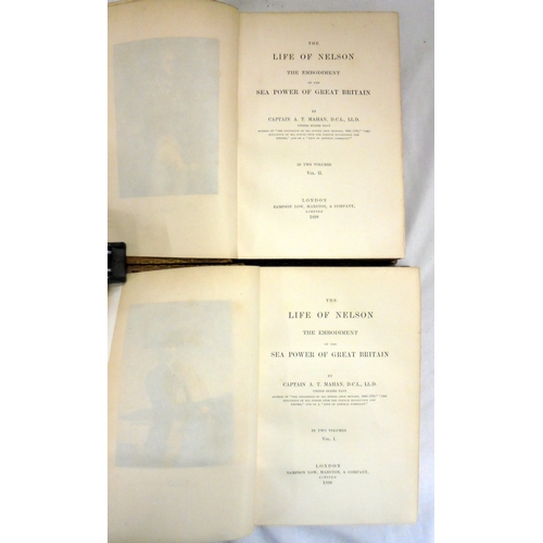 260 - Books: 2 Volumes 'The Life of Nelson' by Captain Mahan, leather bound, London Sampson Lowe, Marston ... 