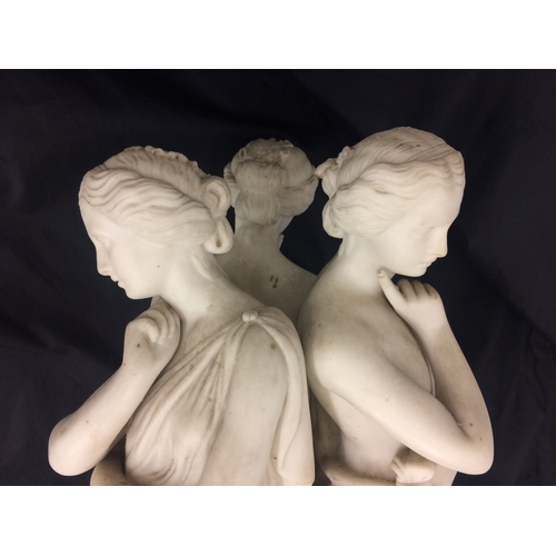 249 - C19th Parian Group 'The 3 Graces' on tricorn base, approx. 15 1/4