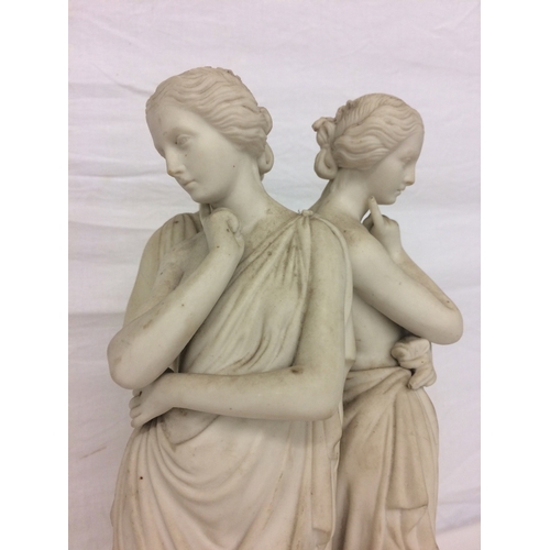 249 - C19th Parian Group 'The 3 Graces' on tricorn base, approx. 15 1/4