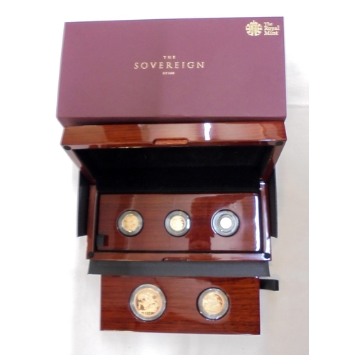 203 - Coins: Limited Edition Harrington Byrne 5 Coin Sovereign Collection 2016: uncirculated mint 5 sovere... 