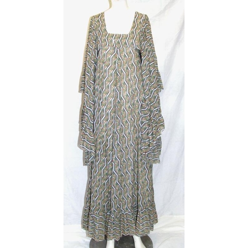 527 - Ladies Vintage Clothing: Wallis brown/black chiffon dress, Fashion Mouse 70s Victorian style maxi dr... 