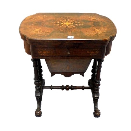 15 - C19th Walnut Games & Worktable with marquetry inlay, boxwood strung, swivel top set with chess, crib... 