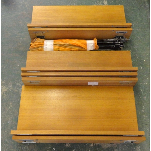 24 - Beaver & Tapley Teak Wall Assembly Units: Double Length Base Unit, with recessed plinth base & 2 Dee... 