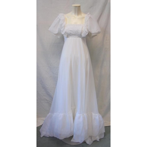 542 - Vintage Victorian Style Wedding Dress, polyester/nylon, labelled size 10