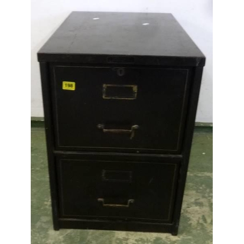 198 - Green Metal 2-Door Filing Cabinet marked Milners Safe Co. Ltd.