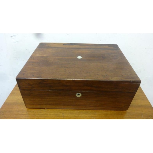 43 - C19th Rosewood Work Box with hinged cover