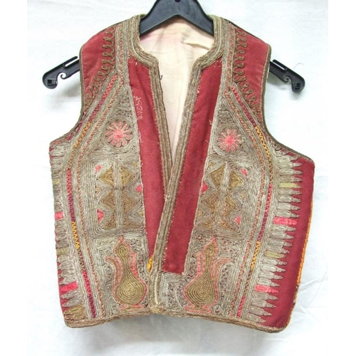 555 - 2 Childrens Vintage Middle Eastern/Asian Waistcoats both heavily embroidered with metallic threads (... 