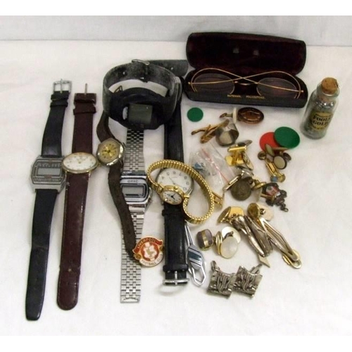 406 - Wristwatches incl. Royal, Constant, imitation Rolex, cufflinks, tie slides & dress studs etc.