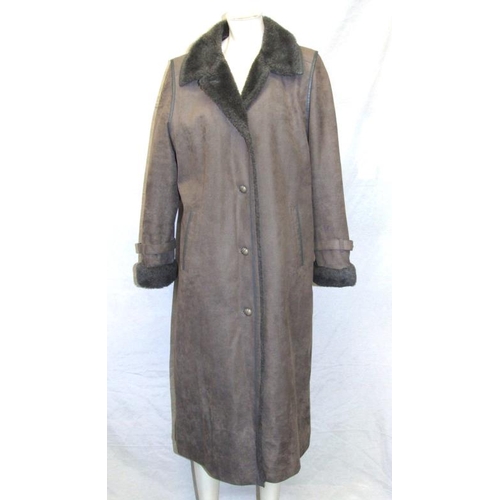 506 - Ladies Vintage Coats: Dannimac Royale Collection grey faux suede fur lined, beige mac with faux fur ... 