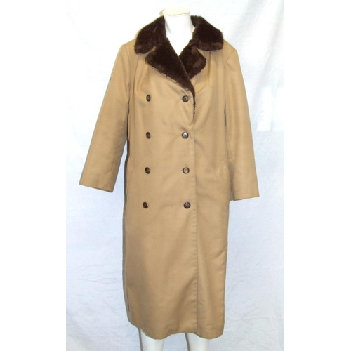 506 - Ladies Vintage Coats: Dannimac Royale Collection grey faux suede fur lined, beige mac with faux fur ... 