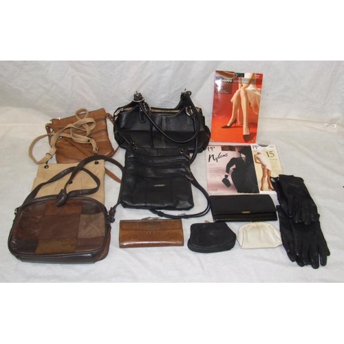 518 - Ladies Leather Handbags & Purses, Scarves, leather gloves, new stockings & tights