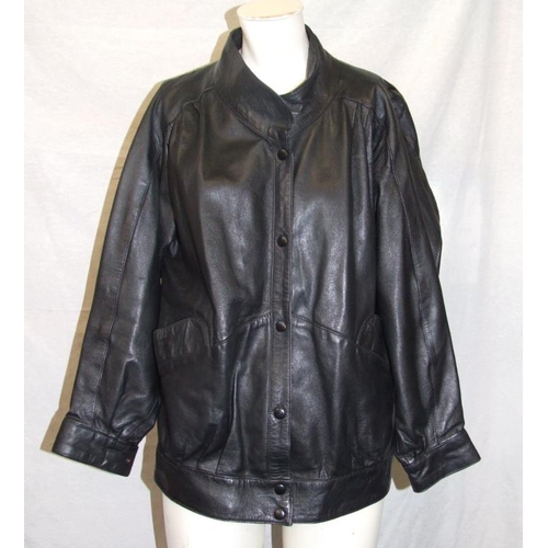 527 - Ladies Vintage Black Leather Jacket & Nuage Dark Brown Leather Jacket, both size 12 (2)