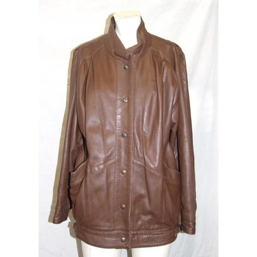 527 - Ladies Vintage Black Leather Jacket & Nuage Dark Brown Leather Jacket, both size 12 (2)