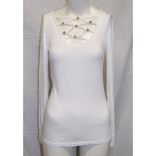 533 - Ladies Clothing New with tags: Melrose cream top size 10, New Look pale blue wrap-over top size 8, C... 