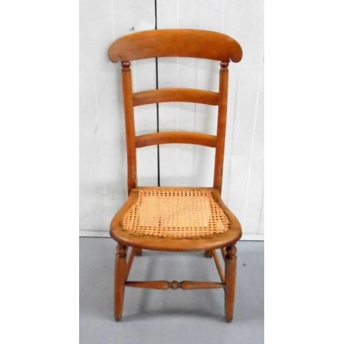 59 - Beech High Back Twin Bar Cane Seated Childs Chair