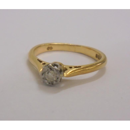 444 - 18ct. Gold Diamond Solitaire Ring in illusion setting