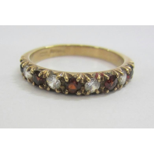 442 - MB&Co 9ct. Gold Half Eternity Ring Set White stones & Rubies