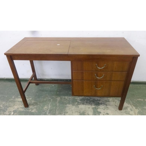 2 - Retro 1960s Dressing Table with lift-up flap & inset mirror, nest of 3 graduated drawers with loop h... 