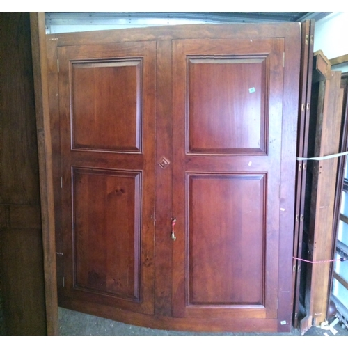 44 - Large 2 Door Wardrobe on plinth base with flattened bun supports, side panels, cornice over (dismant... 