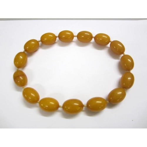 452 - Yellow Amber Style Bead Necklace approx. 18 1/2